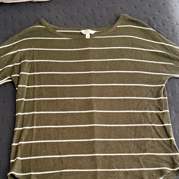Market Spruce Olive and White Striped Top - Picture 1 of 5